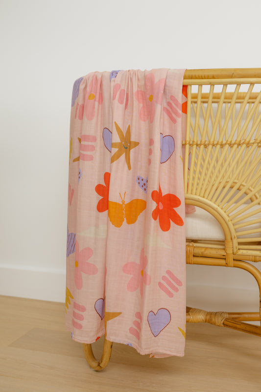 * PRE-ORDER * Pretty Pop 🌺 Baby Muslin Swaddle