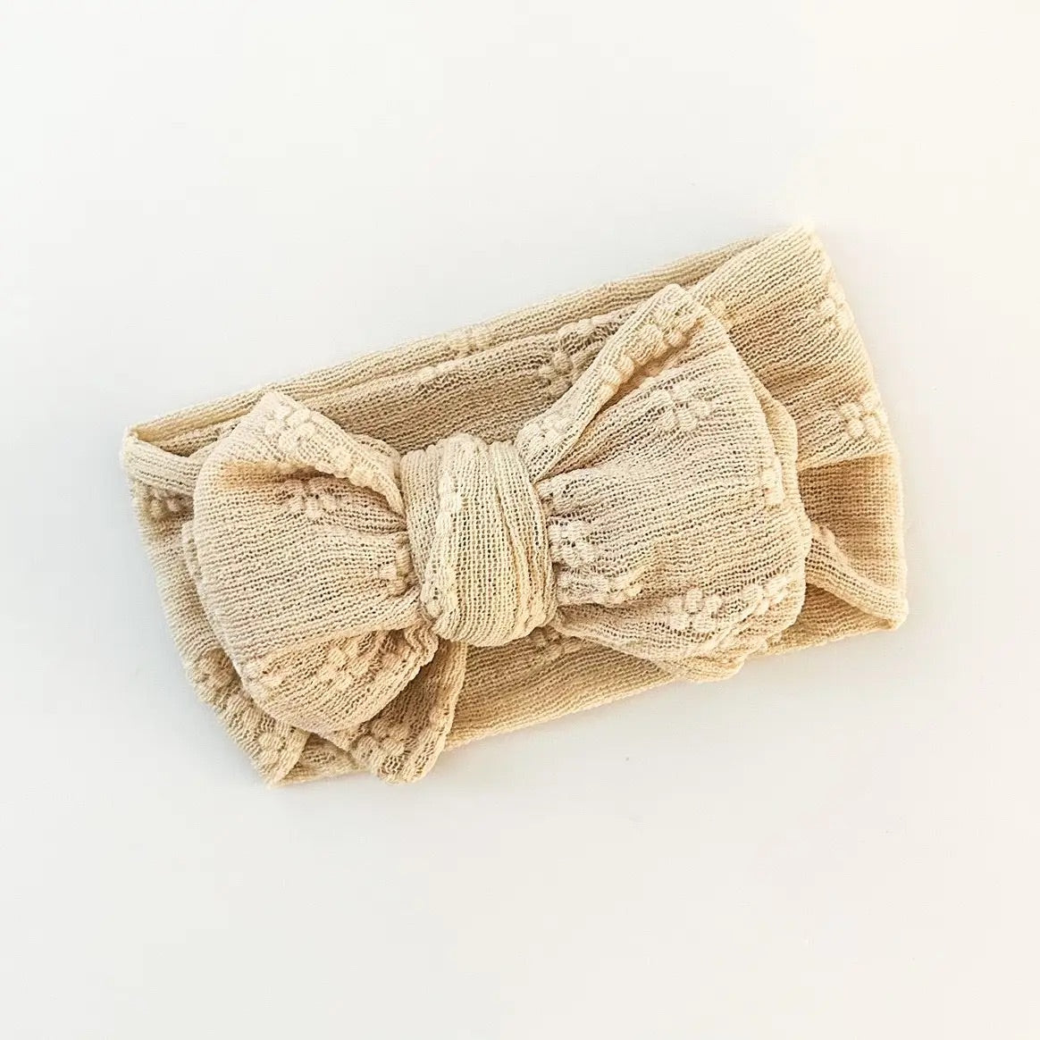 Floral Oversized Bow Headband - Latte