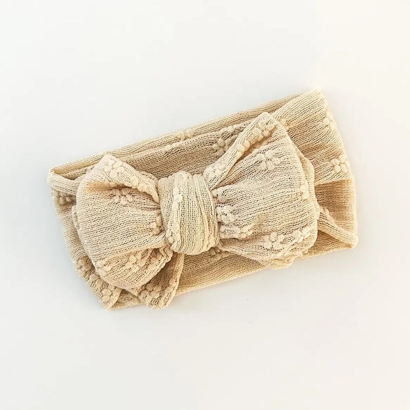 Floral Oversized Bow Headband - Latte