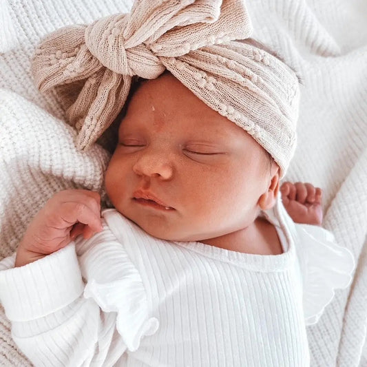 Floral Oversized Bow Headband - Latte