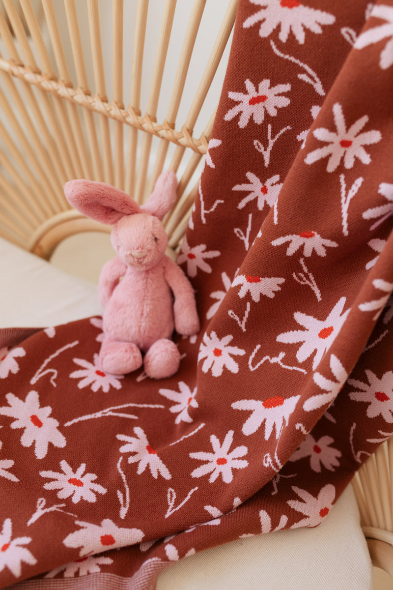 Bloom Meadow 🤎🌸 Knit Blanket