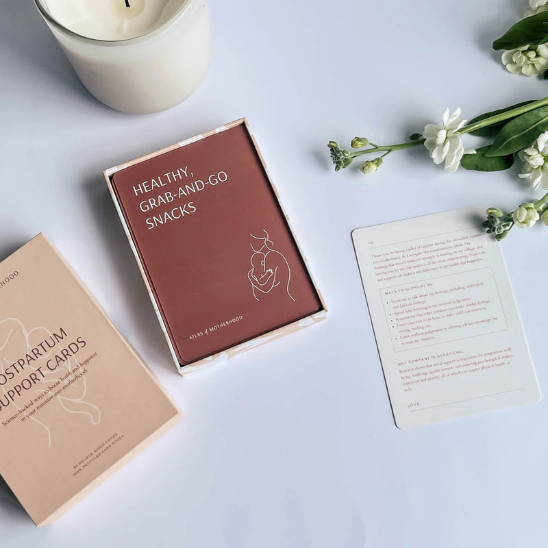 New Mum Postpartum Support Cards – 50-Card Deck for Practical Postpartum Support | Baby Shower and New Mum Gift
