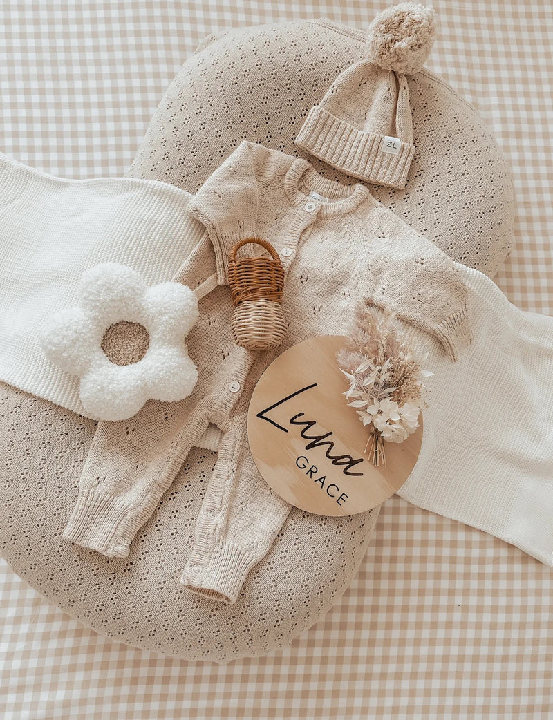 White Latte Daisy Pacifier Holder
