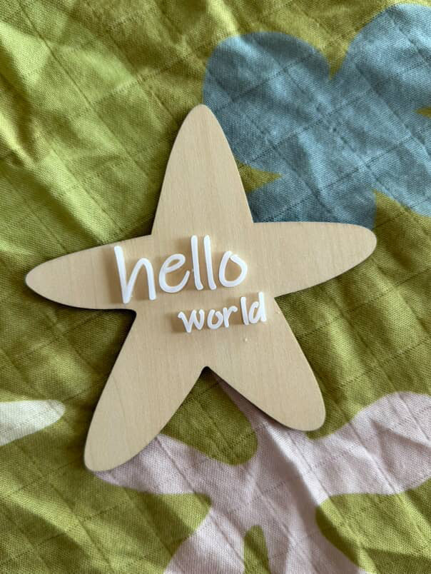 Hello world - Birth announcement plaque